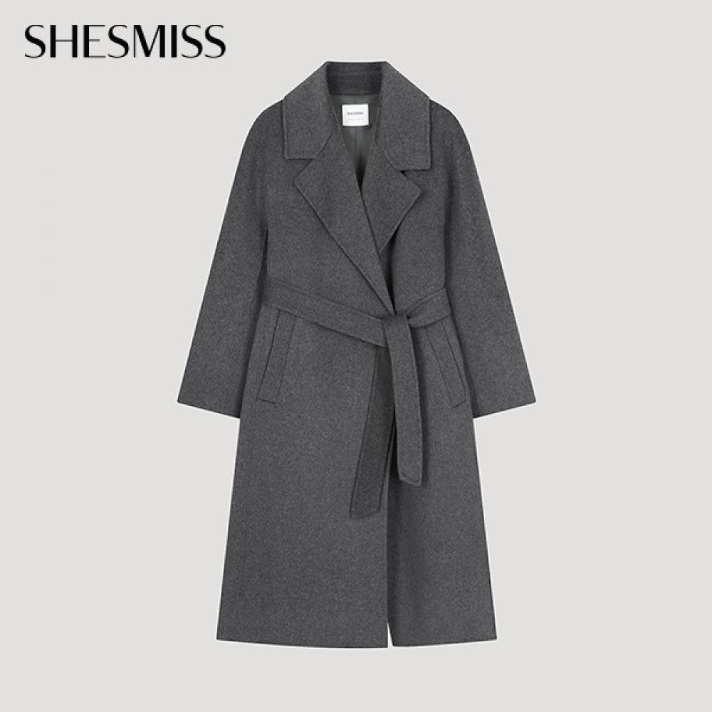 

She S miSS Wool Blend Belted Handmade Coat Swhcto42100 Ch charcoal/66