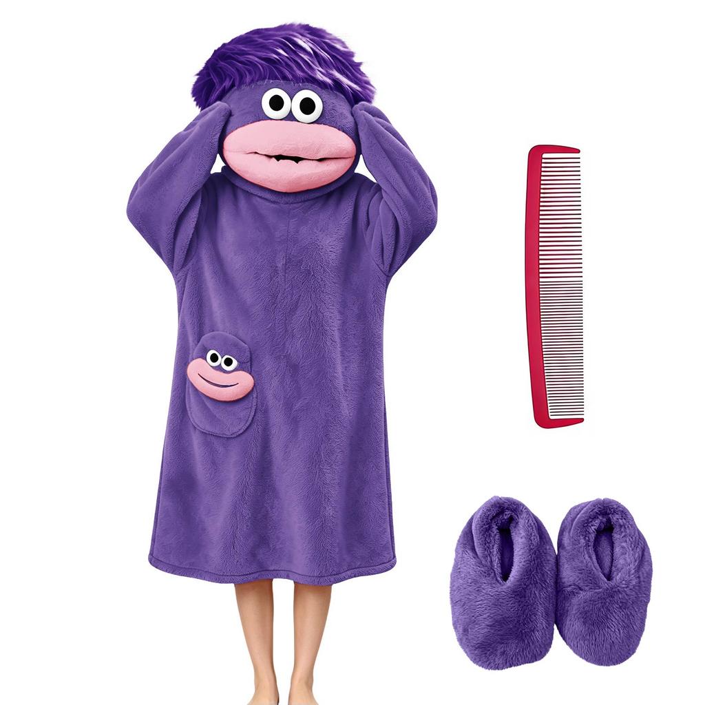 Kids Funny Big Mouth Pajama Loungewear Set with Shoes and Comb for Boys and Girls