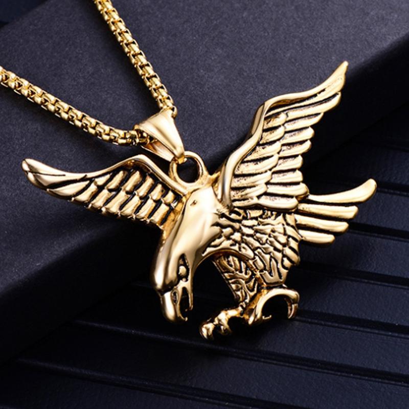 Vintage Eagle Pendant Necklace For Men And Women Hip Hop Punk Casual Jewelry