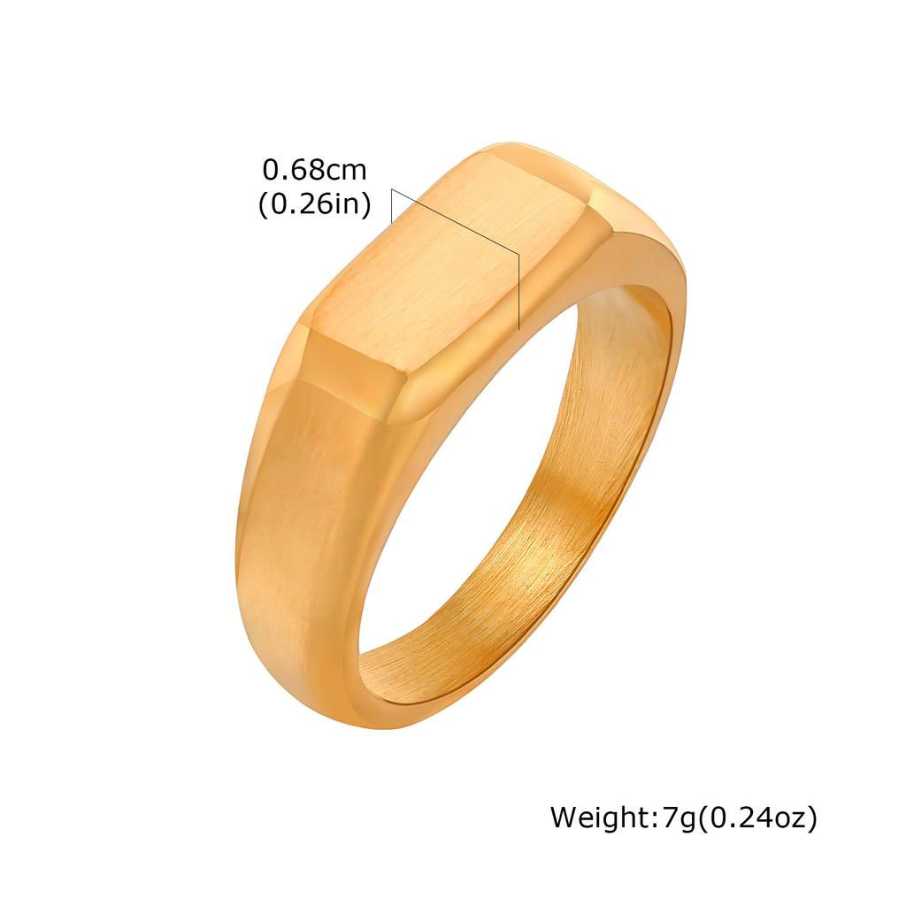 Punk Ethnic Red Stone Ring for Men,Gold Plated Stainless Steel Signet Ring,Square Round Ring Jewelry Gift