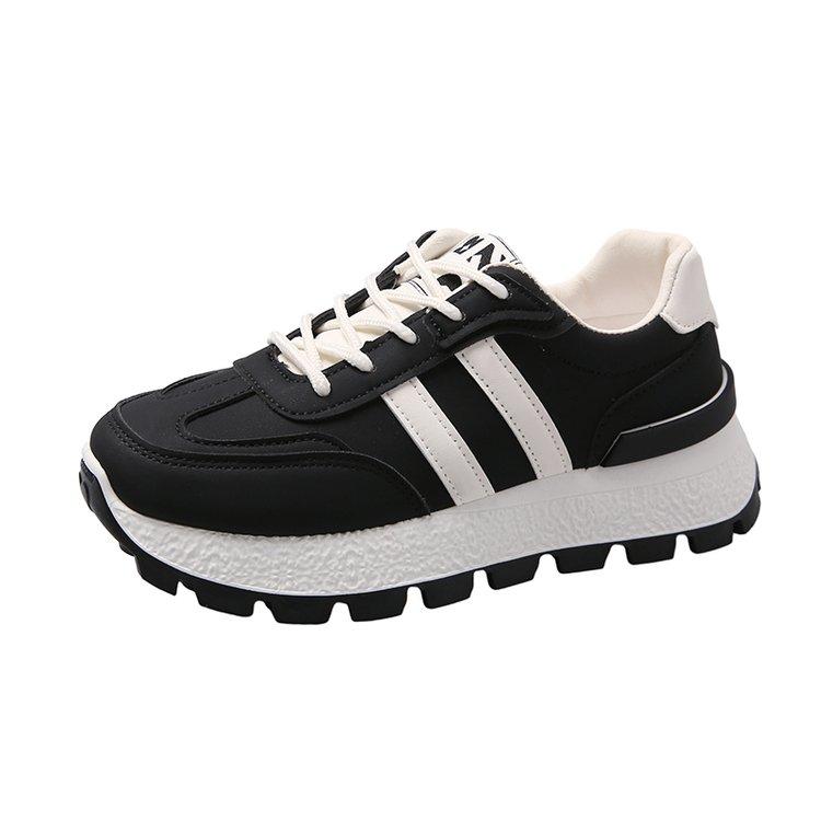 New Striped Large Women Thick Sole Board Shoes Front Lace Up Small White Shoes Low Top Casual Sports Sneakers Women