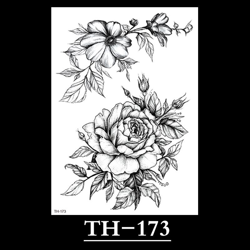 Flower Arm Tattoo Sticker, Half Arm Waterproof Tattoo Sticker, Sketch Line Tattoo Sticker Tattoo
