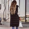 Women's Hooded Long Vest Knee Length Long Cotton Down Vest