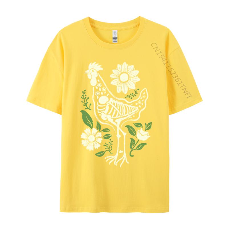 Floral Skeleton Farm Eggs Farmer Hen Chicken Flower Animal Normal Casual Top T-Shirt Tees For Men Company Cotton Gift T-Shirts