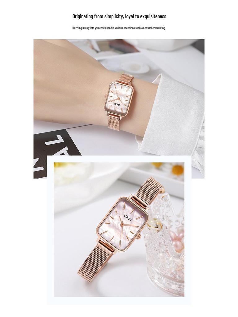 Gedi Women's Ultra-Thin Quartz Mesh Band Waterproof Watch