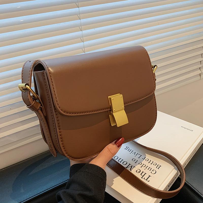 2025 Small Bag Women's Spring and Summer New Niche Brown Tofu Bag Messenger Bag High-end Shoulder Small Square Bag