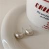 925 Silver Brushed Matte Round Ball Stud Earrings - Retro Hong Kong Style