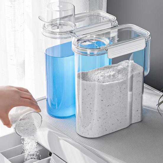 Sealed Laundry Detergent Jar Transparent Storage Bottle Detergent Powder Box Prevents