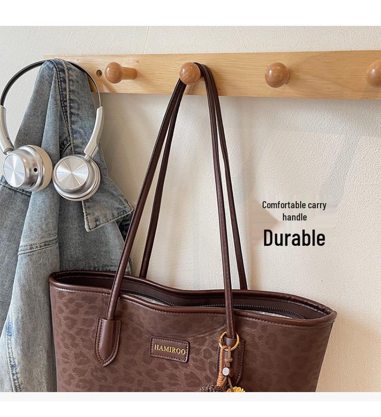 2025 Women's Leopard Print Tote: Large Capacity, Korean Lazy Style, Autumn/Winter Handbags.