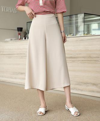 Ppaeppae Pantalones Falda Elásticos de Cintura Ancha 3/4