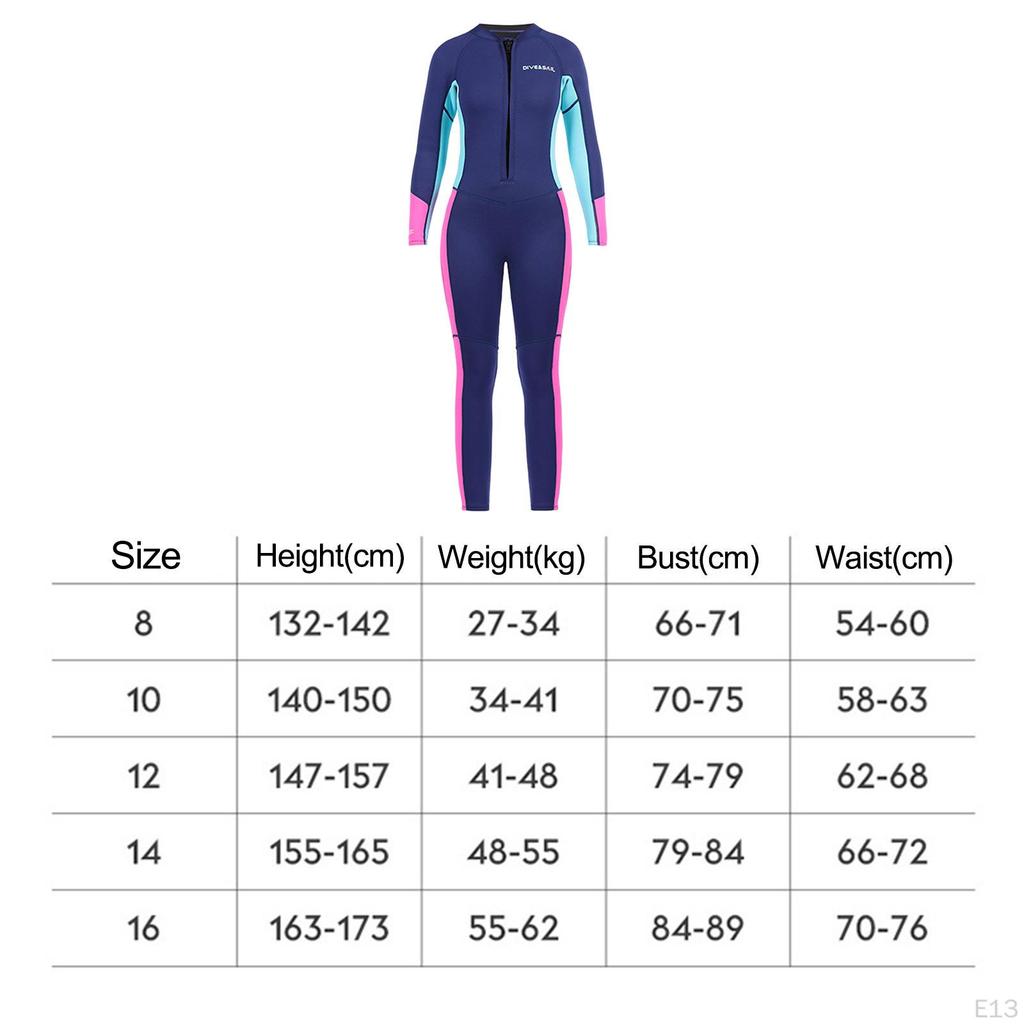 Kids Wetsuit for Boys Girls Youth, 2.5mm Neoprene Front Zip Thermal Full Body Wetsuits Keep Warm