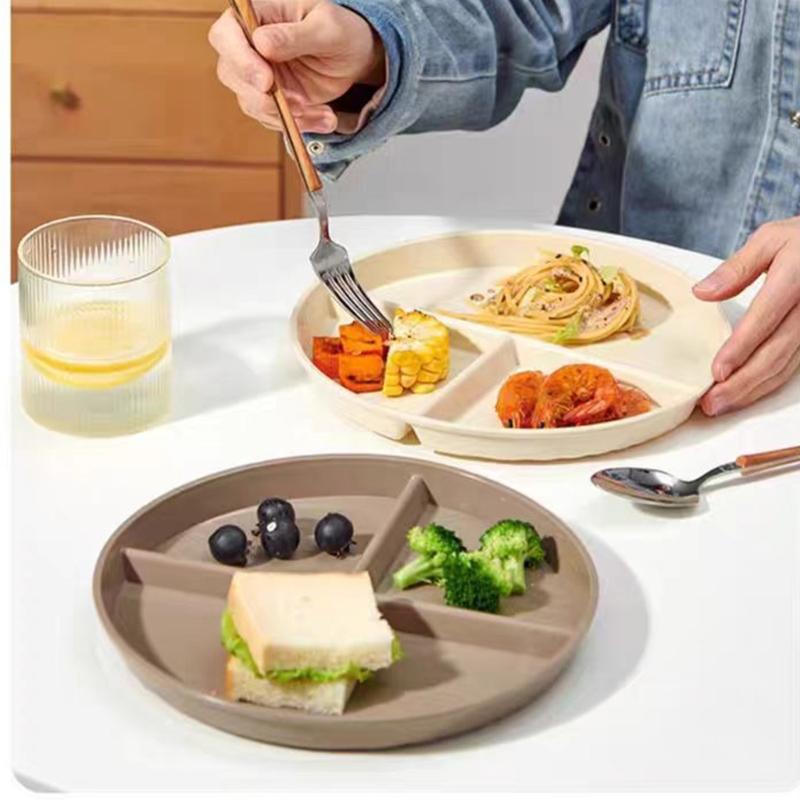 22cm Compartmentalized Plate Plastic Tableware Family Meal Plate for Kids and Adults Microwave and Dishwasher Safe