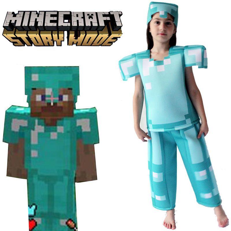 Vibrant Minecraft Steve Armor Costume For Boys And Girls Perfect For Halloween Parties