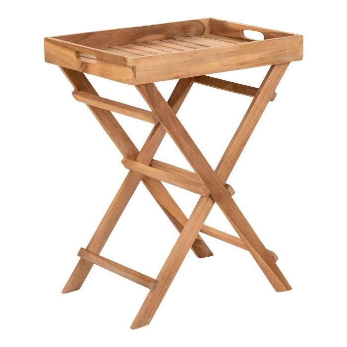 Table de jardin pliante - RONDA - Bois massif - Marron - 4 personnes