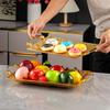 Long tray square gold hollow gift fruit and snack storage tray, restaurant snack candy and fruit tray  storage containers