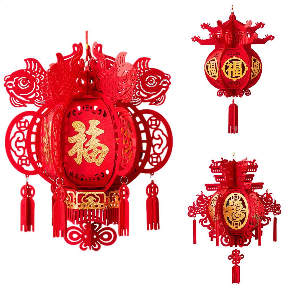 Hangings Red Chinese Lanterns Non-woven Red Fu LuckyLanterns Spring Festival Fuzi Lantern Ornaments For Restaurant Celebration
