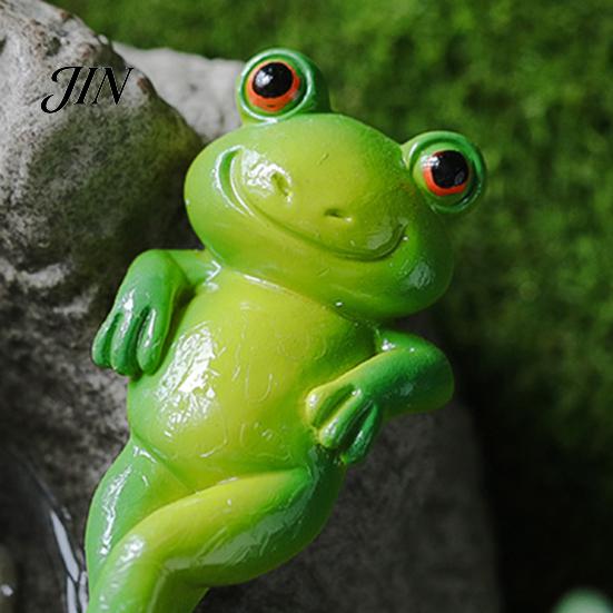 Playful Garden Figurine Micro Landscape Ornament, Frog Design Resin Figurine, Hand Painted Waterproof Miniature Scene Decoration Decor for Succulent