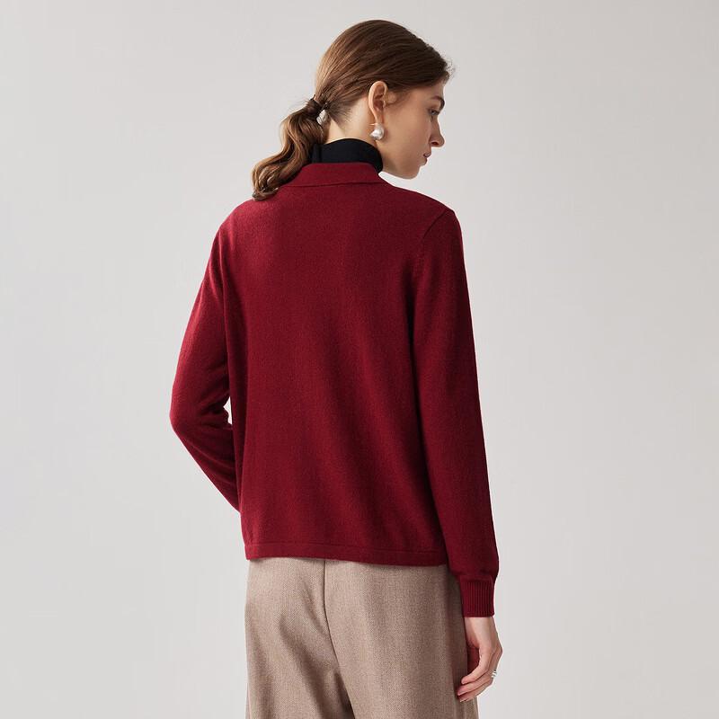 Zhaojun Women's 100% Cashmere Polo Collar Cardigan