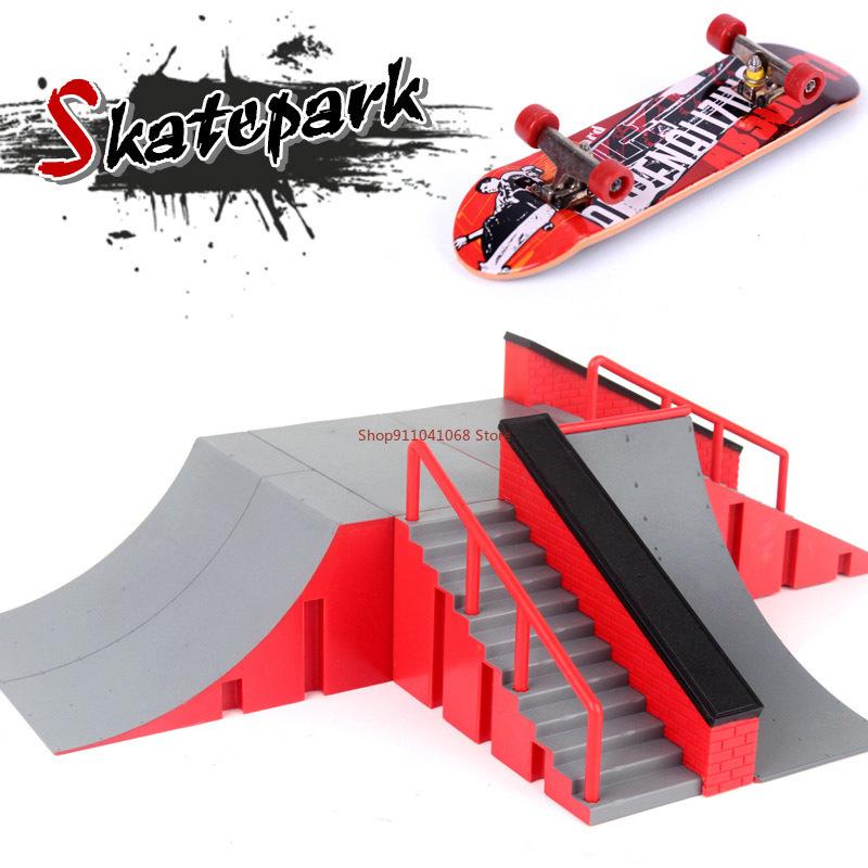 Finger-Skateboards Skate-Rampe Teile-Set Spielzeug Finger-Fahrrad Finger Training Sport Fingerboard Spielzeug Skatepark-Rampe Spielzeug für Kinder