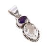 Natural Green Amethyst, Amethyst 925 Solid Sterling Silver Pendant 1.25" I7Z16