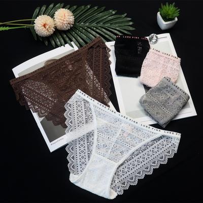 Women's Lace Sexy Breathable Hollow Low Waisted Cotton Briefs Underwear