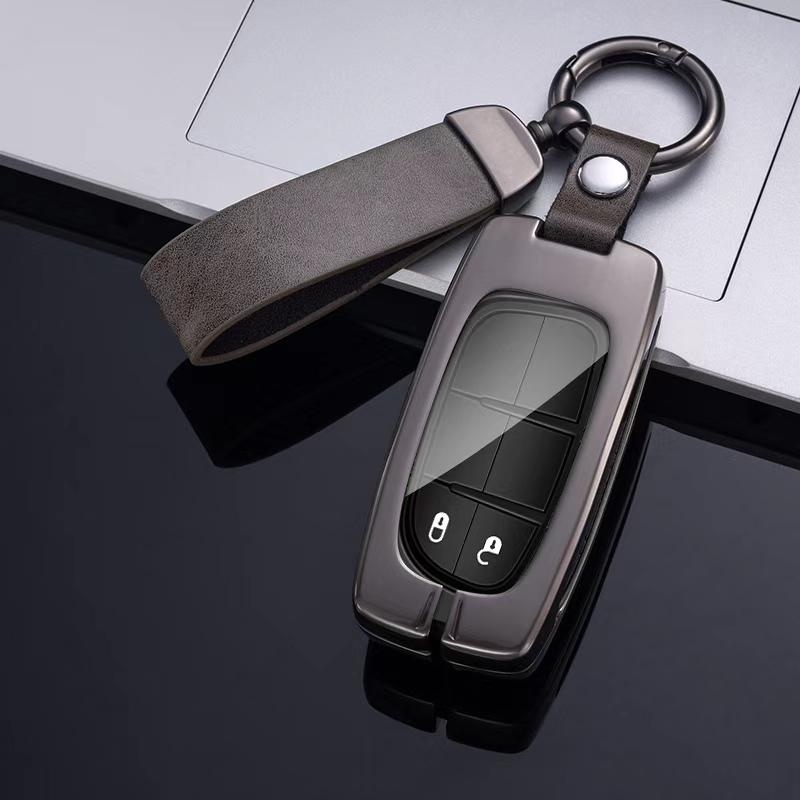 Funda de cuero para llave de coche, aleación de Zinc, para Jeep Grand Cherokee Renegade Fiat Freemont Dodge Charger Challenger Durango Journey