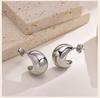 Stainless Steel Open Hoop Earring Women, Crescent Moon Shape Tube Earring Gold Plated Trendy Gift