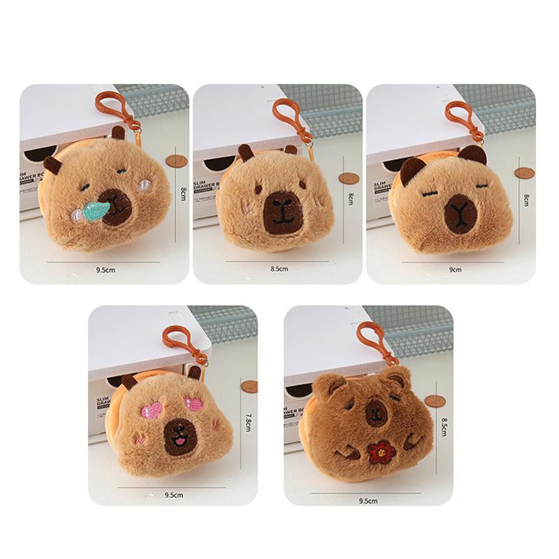 New Creative Capybara Anime Plush Coin Purse Fashion Kawaii Mini Coin Purse Round Cartoon Bags Pendant