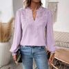 Mote Ny V-hals Blonder Patchwork Langermet Casual Skjorte Dame Topper Elegant Slim Fit Hul Løs Bluser Dame Vintage Street Hvite Skjorter 26625