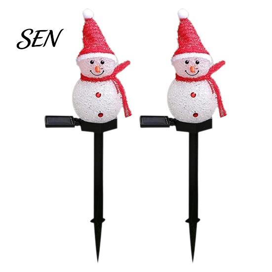 Waterproof Solar Powered Yard Ornaments 2Pcs Snowman Garden Lights, Christmas Pathway Decorative Figures for LED Lamps with Stakes Lawn Patio