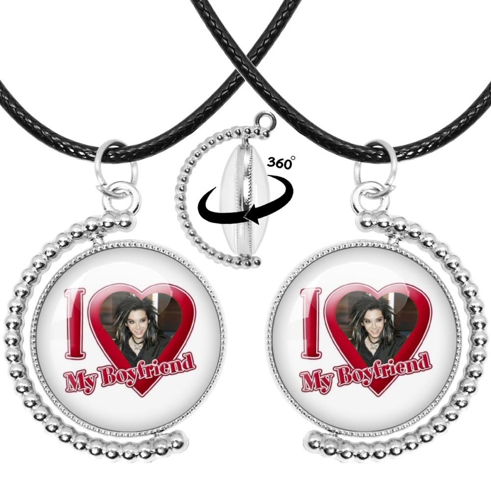 Neue Halskette Tokio Hotel Retro Rockband Pop Bill Kaulitz Band Glas Doppelseitig Drehbar Anhänger Halskette Schmuck Anhänger Fans