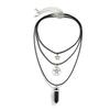 3Pcs/Set Goth Boho Pentagonal Star Crystal Leather Wax Thread Chain Necklace for Women Multilayer Choker Halloween Jewelry Gifts