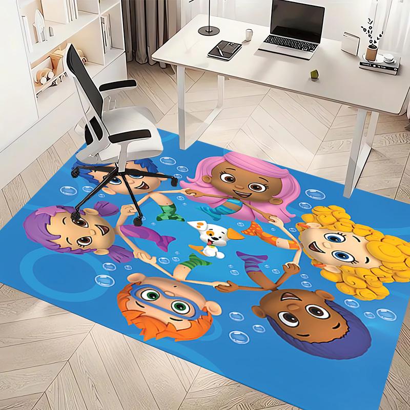 1pc Bubble Guppies Print Area Rug - Soft, Washable Non-Slip Indoor Mat, Living Room, Home Office Decorative Rug,Office Decorative