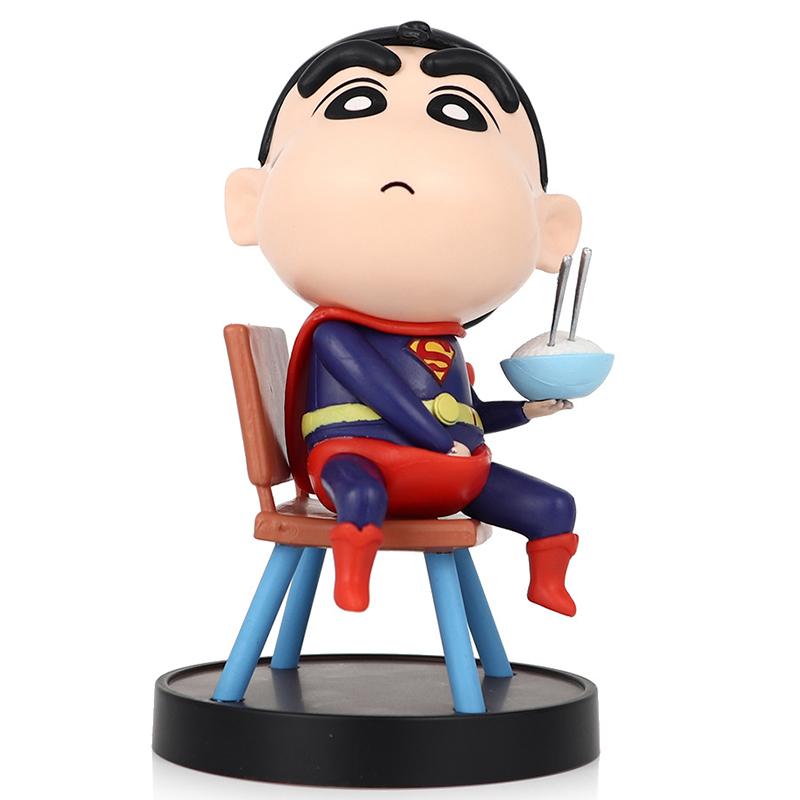 Crayon Shin-chan Cos Spiderman Captain America Action Figure Anime Shin Chan Figuras Toys Collection Model Doll Ornaments Gift