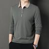Spring And Autumn New Men'S Long Sleeve T-Shirt Loose Casual Polo Shirt Middle Aged Collar Top Men'S Wear