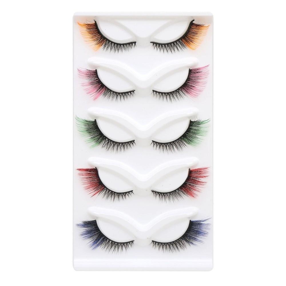 Soft Cat Eye False Eyelashes Fluffy Faux Mink Wispy Lashes Colored Anime Lashes Makeup