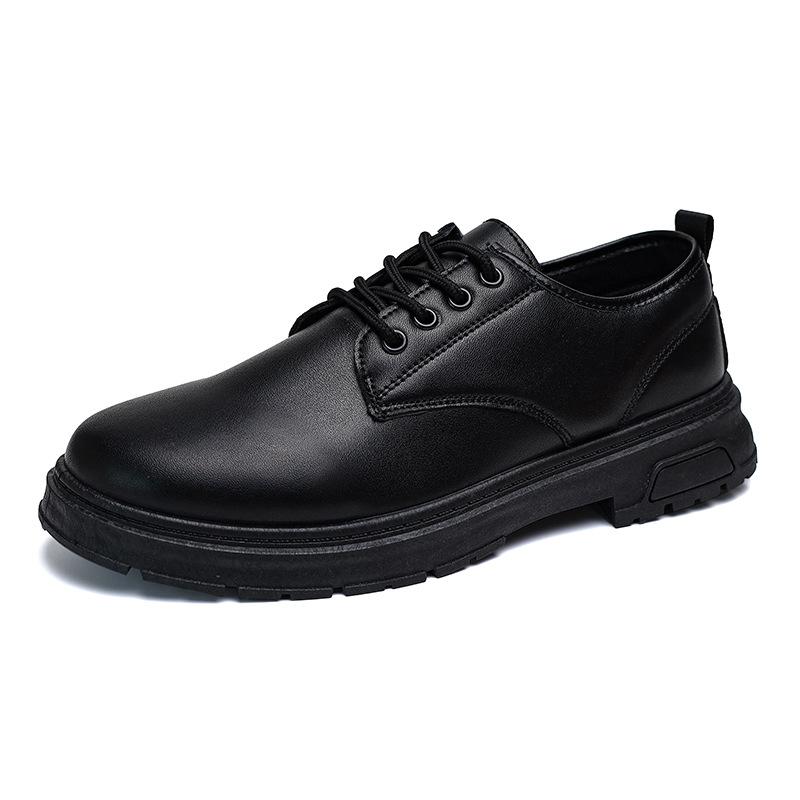 Men's black business dress leather shoes men's height-increasing soft-soled casual shoes single shoes autumn and winter British style groom wedding