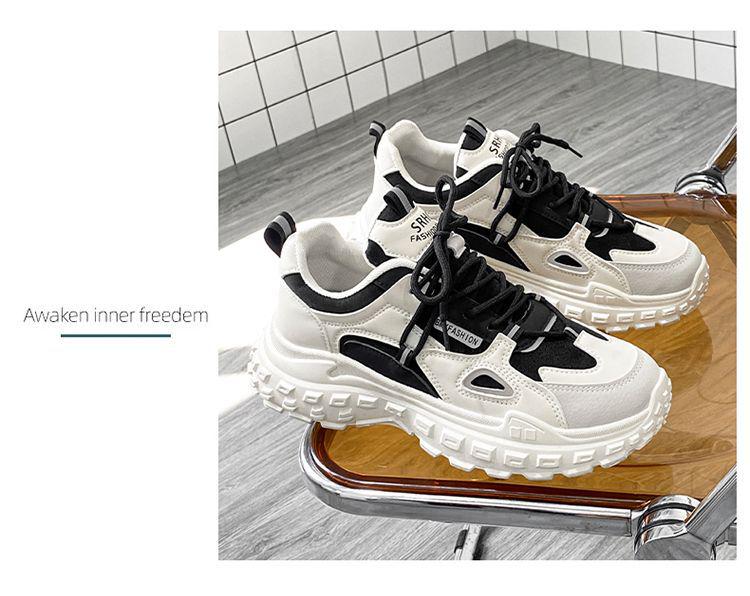 New Hong Kong Style Breathable Men's Fashion Sports Shoes: Thick-Soled, Non-Slip, Wear-Resistant Dad Sneakers