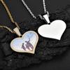 Personalized Men's Heart Pendant: European & American Hip Hop Necklace with Zircon-Embellished Photo Frame
