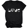 GAQEUWR Pet Shirt for Women, Cute Love Cats Graphic Letter Print Short Sleeve Tee Tops, Cat Lover Shirt Summer Tops