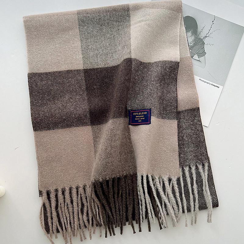 2024 Red Classic Plaid Women Scarf Imitation Cashmere Shawl Winter Thick Warm Neckerchief Foulard Echarpe Wrap Designer Lady