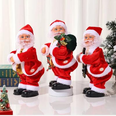 Vánoční elektrická hudební hýbající boky hrající na kytaru ozdoba panenka Santa Clause s hudbou párty vánoční dekorace dárek pro děti