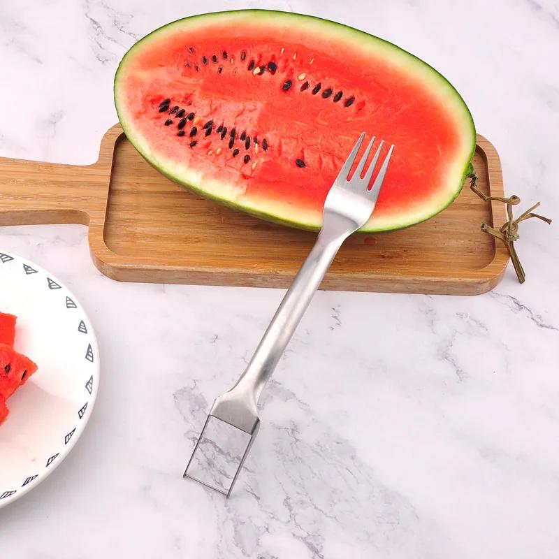 New Watermelon Chopper 430 Stainless Steel Fruit Splitter Watermelon Dicer Digger Fruit Fork Kitchen Accessories