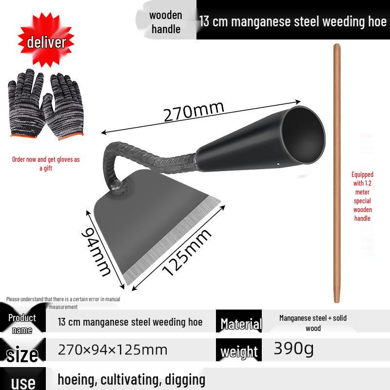 Manganese Steel Hoe: Traditional Agricultural Tool for Planting, Weeding, and Shoveling.
