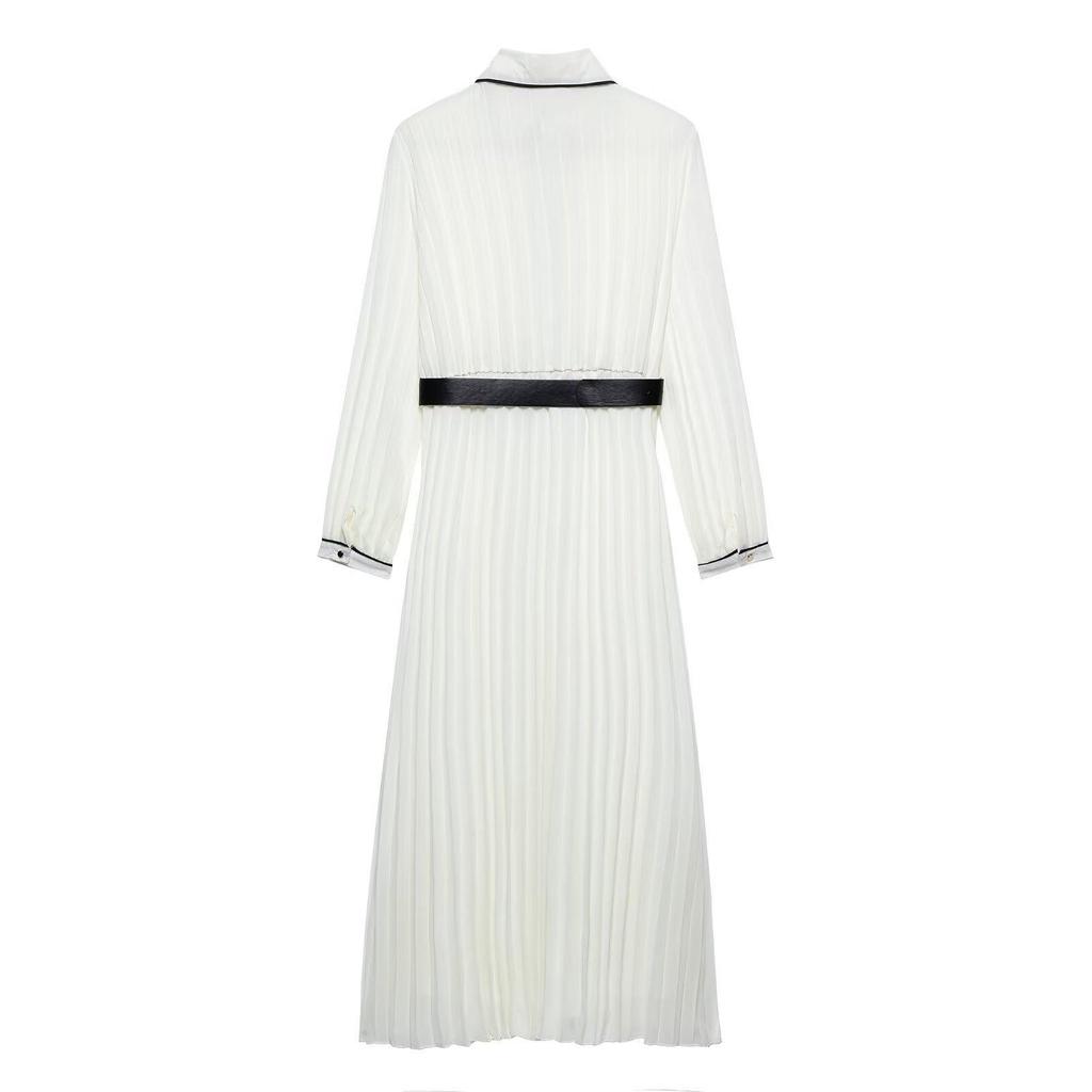 TAOP&ZA Women's Summer Turn-Down Collar Belted Dress