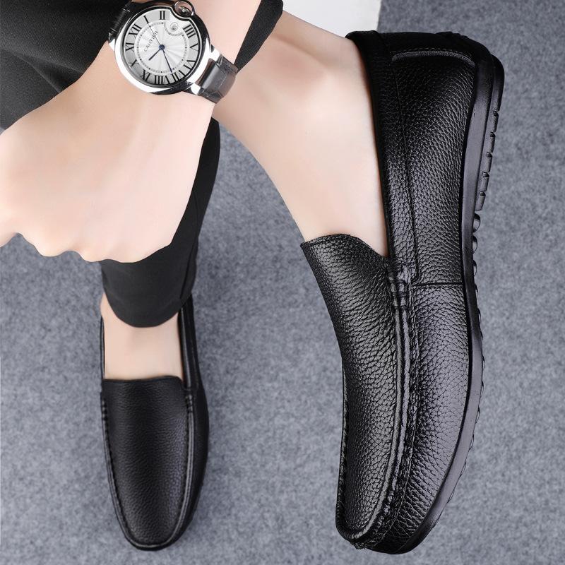 

Men s shoes 2025 summer new men s soft-soled casual leather shoes outdoor versatile hollow breathable Doudou shoes 37