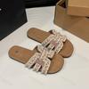 Summer Women's Slippers 2026 Elegant Flat Slippers Soft Bottom Outdoor Pearl Beach Sandals Fashion Casual Slippers Zapatos Mujer