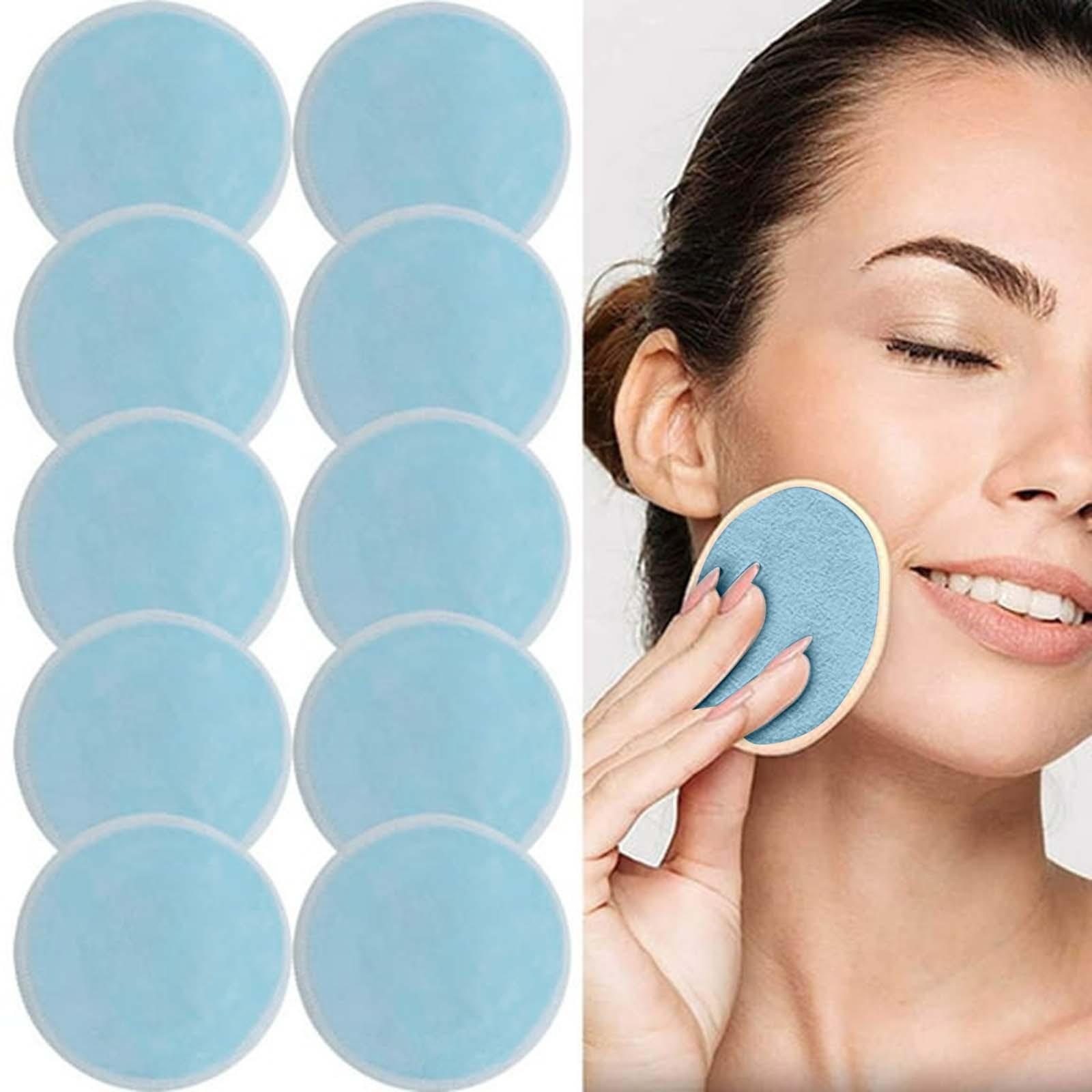 Reusable Makeup Remover Pads 10 Pieces Soft Organic Cotton Rounds With Washable Drawstring Washcloth Towel One Size светло-синий