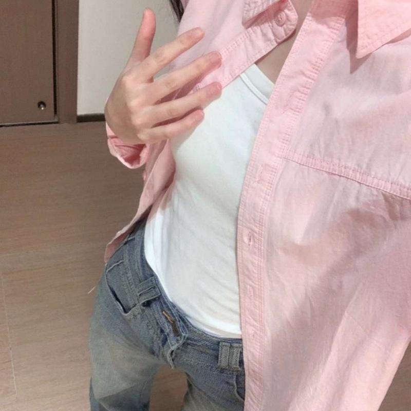 Women's Loose Long Sleeved Shirt Casual Lapel Button Shirt