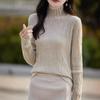 Autumn new long-sleeved round neck bottomed women's clothing thin pleated inside knitted sweater top supply